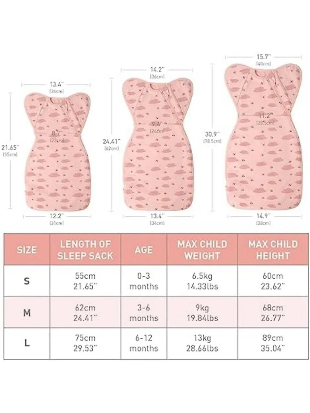 Organic Cotton Baby Sleep Sacks & Swaddles for Newborn Girls, 0-3 Months, 2 Pack